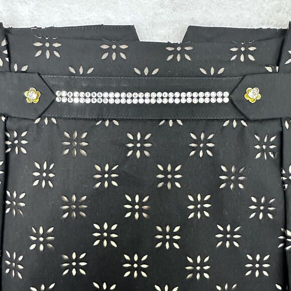 VDP Collection Black Floral Eyelet Cotton Rhinestones Pencil Midi Skirt Sz 6/42 - Picture 11 of 16